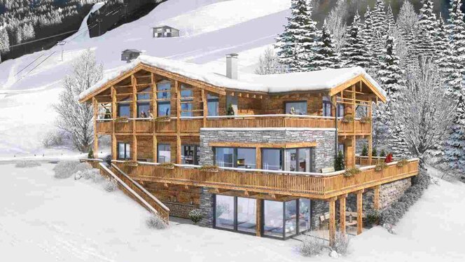 Brandalm Brandalm im Winter von Dorfgastein. Visualisierung.